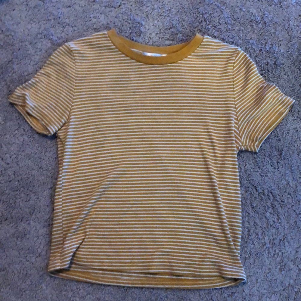 yellow and white striped shirt